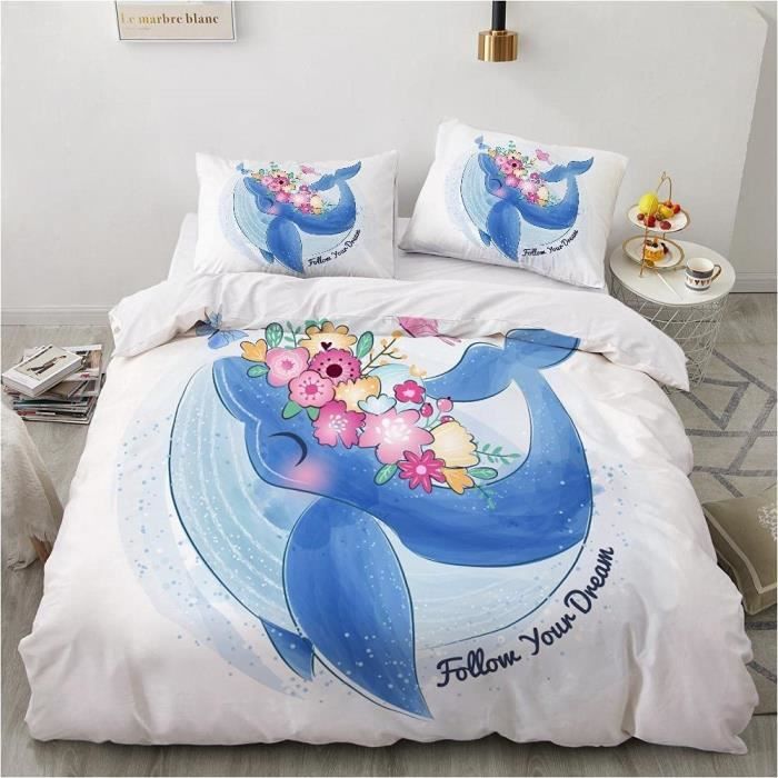 Housse de Couette Poisson de Dessin animé 3D Motif Housse de Couette