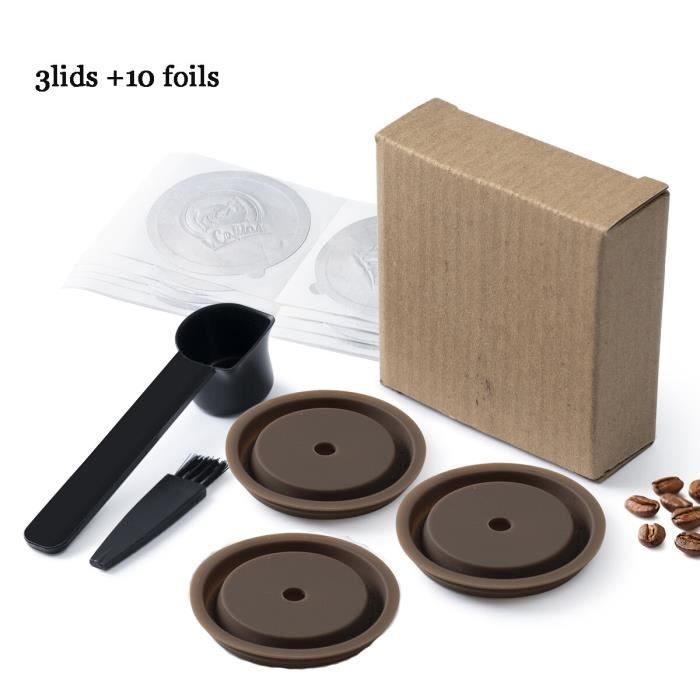Kit De Capsules Réutilisables Pour Machine à Café Vertuoline - 5 Dosettes Vides + 2 Disques Silicone + Brosse Et Cuillère