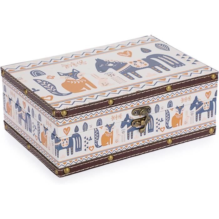 Grand Coffre Au Trésor En Bois Clair Casa Vivente - Boîte à Bijoux Vintage, Emballage Cadeau Pour Argent