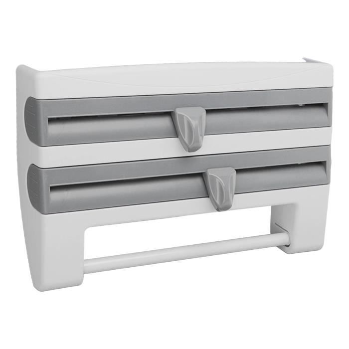 Film étirable SPOCCOLIFE Distributeur Et Coupe-Papier Aluminium/Film Étirable - Pour Rouleaux 35cm, Bambou, Noir Organisateur Cuisine