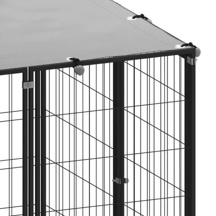 Comparer les prix de Chenil Noir Dilwe 330x110x110 cm - PE, Acier - Pour Chien - Extérieur