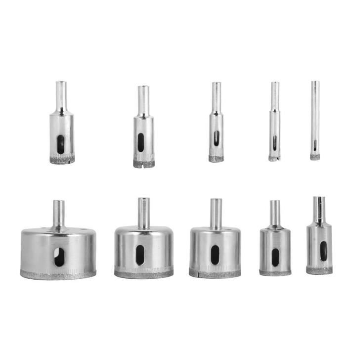 Kit De Scies Cloches Diamantées – 10 Ou 12 Pièces, Diamètres 6-35 Mm, Pour Percer Verre, Carrelage, Marbre