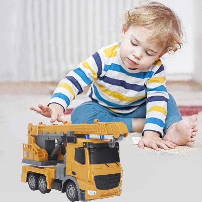 Camion Grue Enfant Avec Panneaux Routiers – Jouet Chantier 4 Ans Et Plus – Grue Rotative 360°