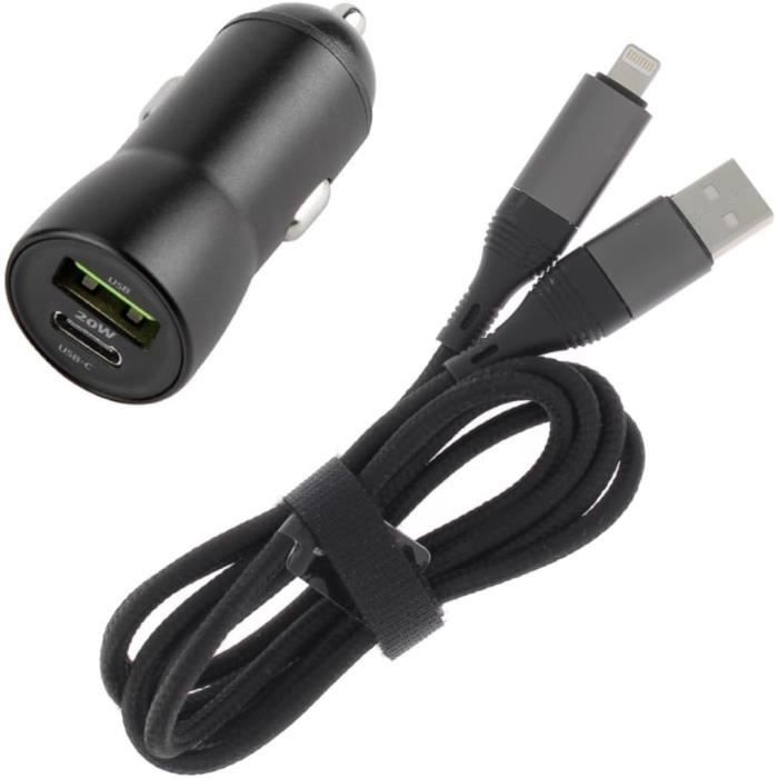 Chargeur voiture double USB iPhone, iPad, iPod