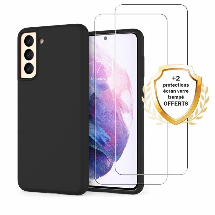 EVETANE Coque pour Galaxy S21 5g antichoc noir + 2 vitres []