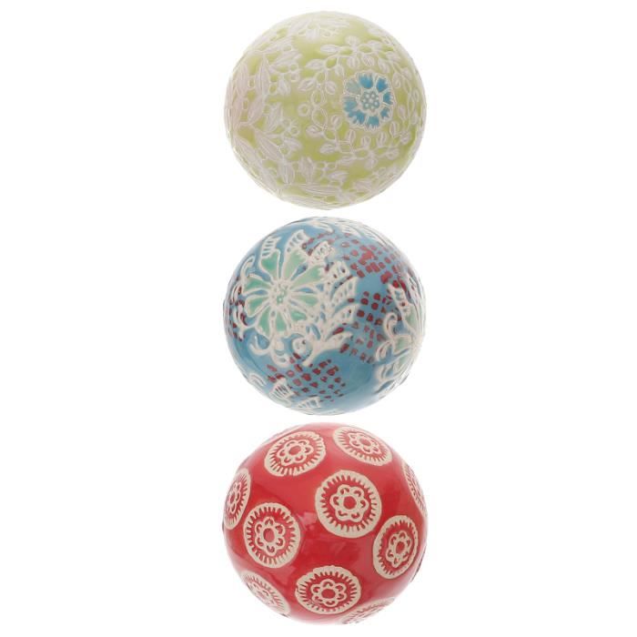 3 boules en céramique Boules de porcelaine décoratives ensemble 2,4 / 3,1 / 3,9 pouces Boules