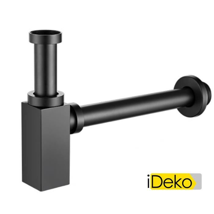 Siphon de Lavabo en Laiton Universel 45mm Noir - iDeko - Design standard Réglable Anti Odeur
