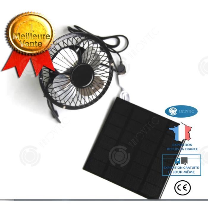 Ventilateur - INNOVTEC - Panneau solaire - Portable - 5W - Noir - Innovtec