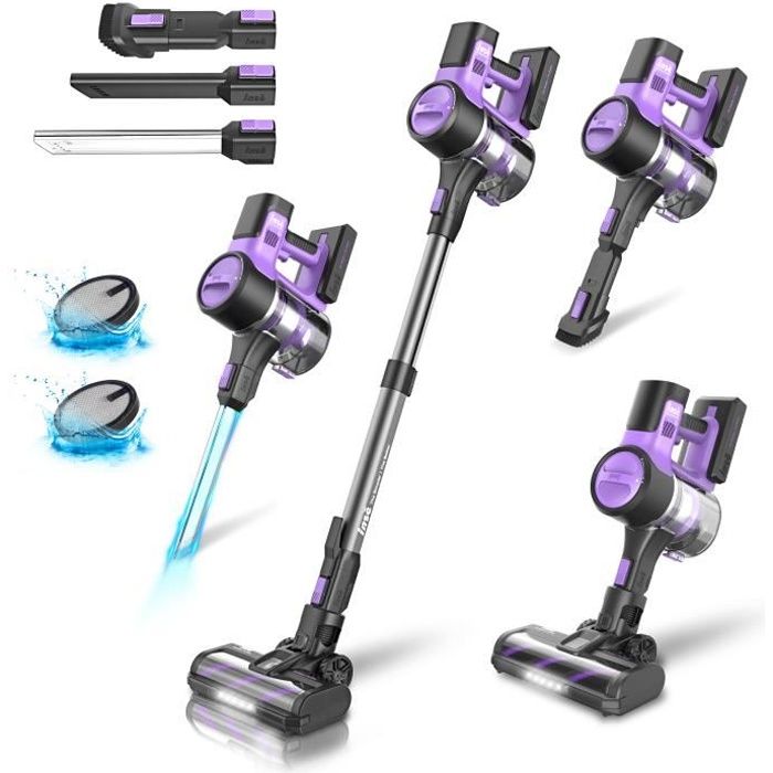 Aspirateur Balai - INSE - S10 - 30KPa - 1.2L - 50 minutes dautonomie - Violet