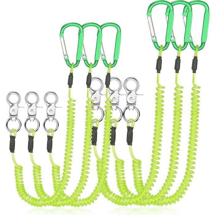 Lot De 3 Longes Rétractables Outils – Cordon Élastique Sécurité Avec Mousqueton – 80-110 Cm – Orange – Travail En Hauteur Pêche Rando