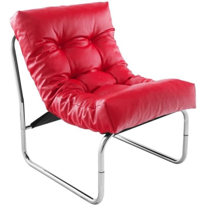 fauteuil boudoir design rouge - kokoon - 1 place - simili - avec accoudoirs - relaxation