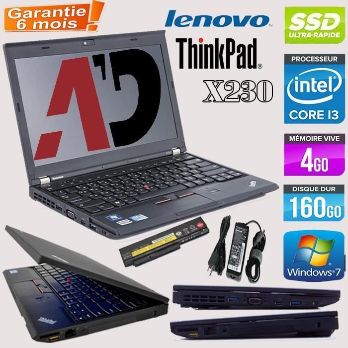 Ordinateur Portable - Lenovo - ThinkPad X230 - Intel Core i3 - 4 Go RAM - 160 Go SSD - Lenovo