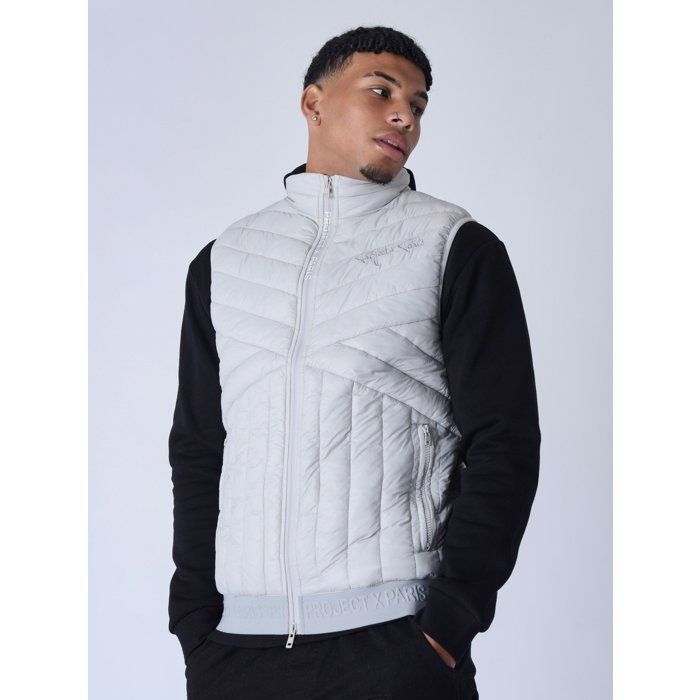 Doudoune sans manches geometrique Project X Paris gris clair S Gris clair Cdiscount Pret a Porter