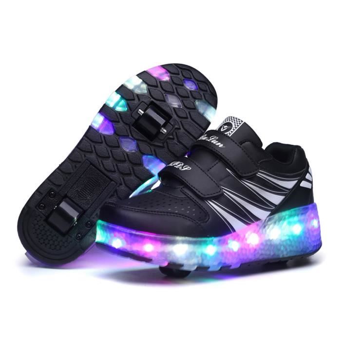 Chaussures à roulette enfant - LED lumière - Noir - Skateshoes - Achat /  Vente Chaussures à roulette enfant - LED lumière - Noir - Skateshoes -  Cdiscount