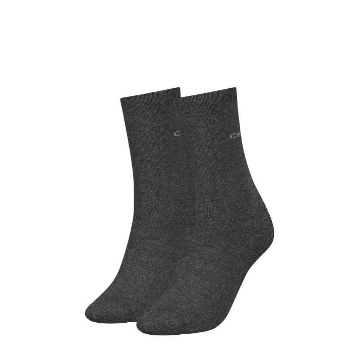 Calvin Klein Chaussettes Femme uni Paquet de 2 Gris fonce Cdiscount Pret a Porter