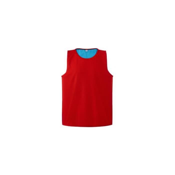 Chasuble Reversible Rugby Visiodirect - Rouge/Bleu - Taille Large - Polyester Résistant