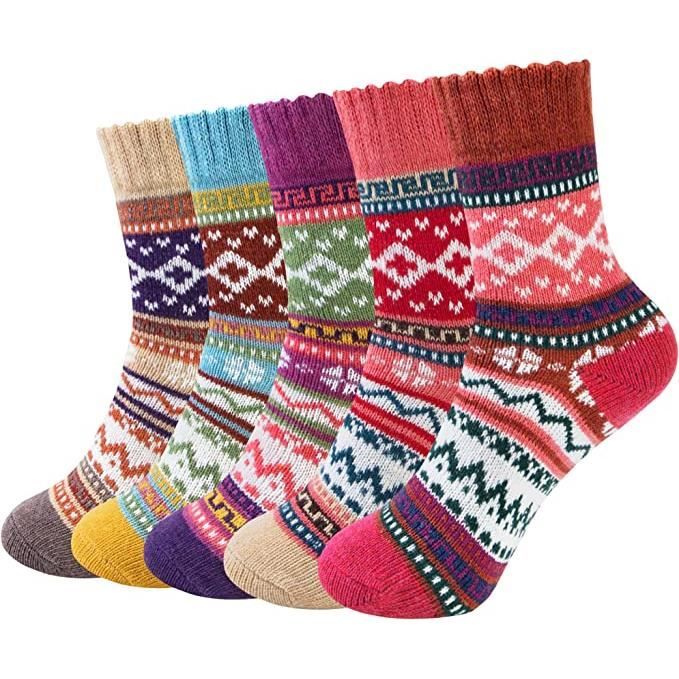 Lot De 6 Paires De Chaussettes Chauffantes Pour Femme - Chausson D'hiver Antidérapant - Taille Unique 36-41 - Cadeau Noël