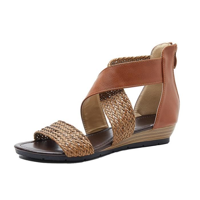 Chaussure compensée marron femme shop