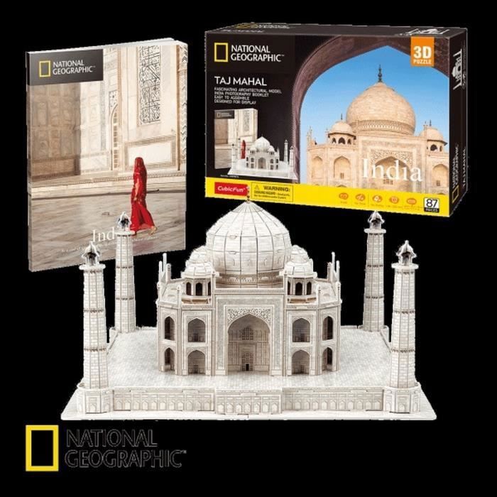 puzzle 3d national geographic taj mahal - moins de 100 pièces - fantastique - livre de photographies de l'inde