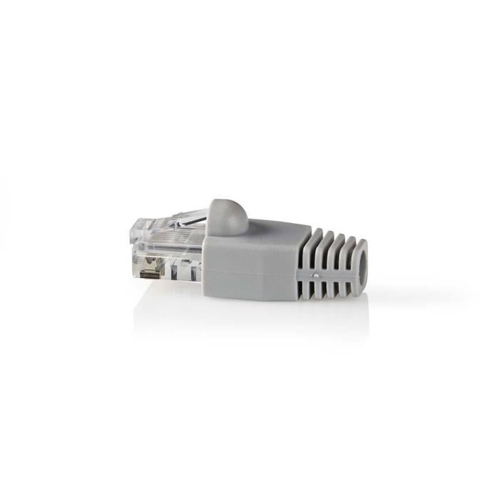 Jeu de connecteurs réseau Cat 6 UTP | RJ45 Màle - Manchon gratuit | 10 piéces | Gris ALPEXE-1964
