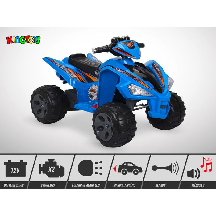 Quad Electrique Enfant Kingtoys Varox 70w Bleu Cdiscount Jeux Jouets