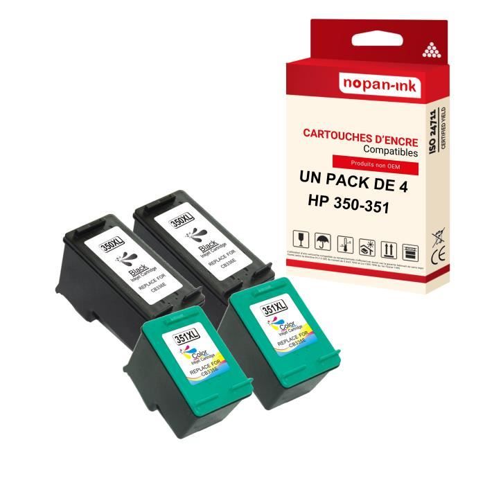 Cartouches Compatibles HP 350XL + 351CL XL - Noir Et Couleur - 2 Pack - NOPAN-INK - Neuf