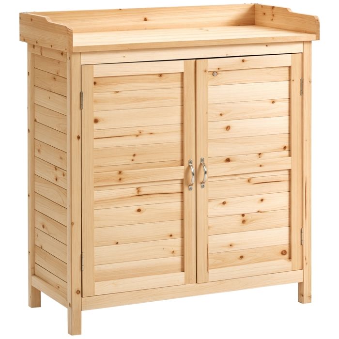Outsunny - Armoire de jardin - Bois de sapin - 83x40x92cm - Bois naturel