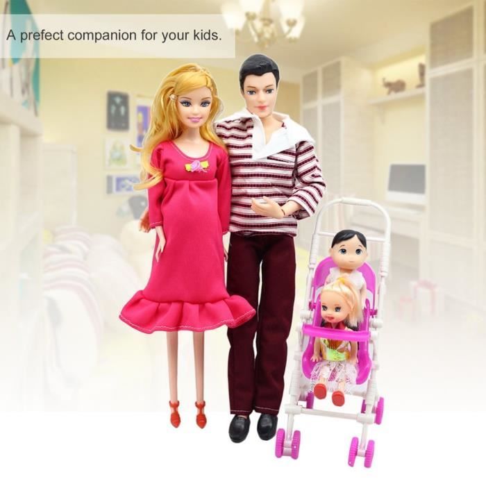 Nouveau UNE Famille de Quatre Personnes Poupée Amoureux Famille Ensemble  pour 30cm Barbie et Ken 14cm