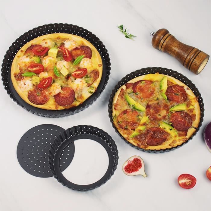 Maxtapos Moule à pizza en acier carbone antiadhésif 26cm 
