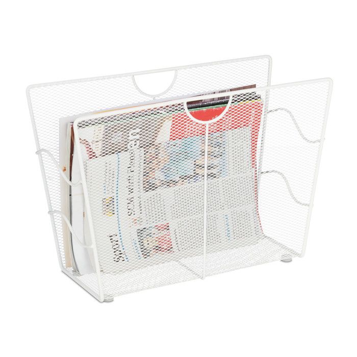 Relaxdays Range-revues 4 Compartiments A4 - Organisateur Bureau Métal Design Maille 26x31x26cm