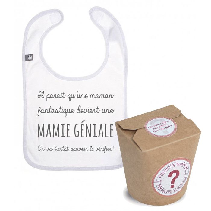 Pochette surprise annonce de grossesse - Une mamie géniale Blanc TU