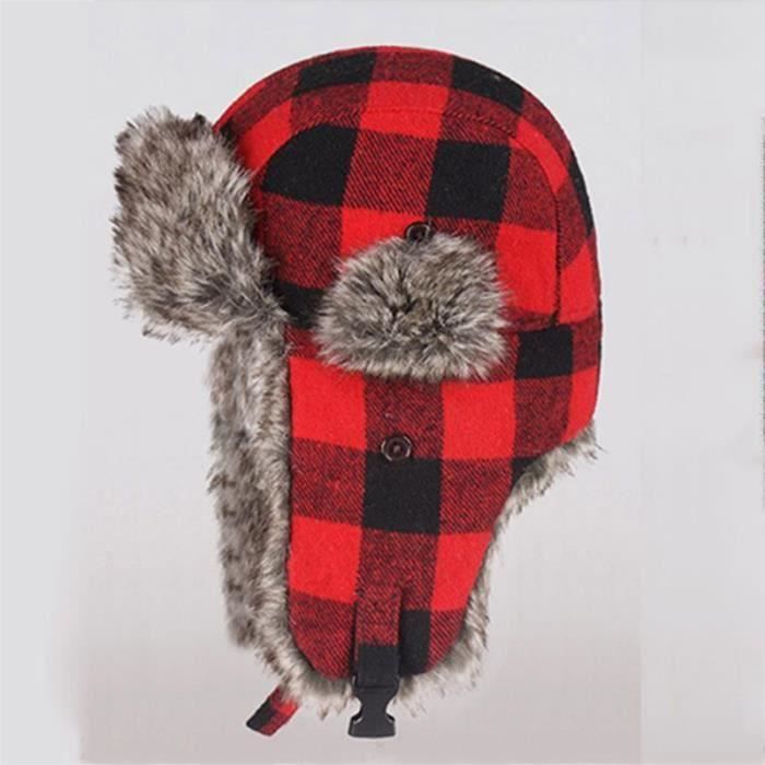 Bonnet Russe Ouchanka En Fausse Fourrure Rouge Foncé – Unisexe, Taille Unique