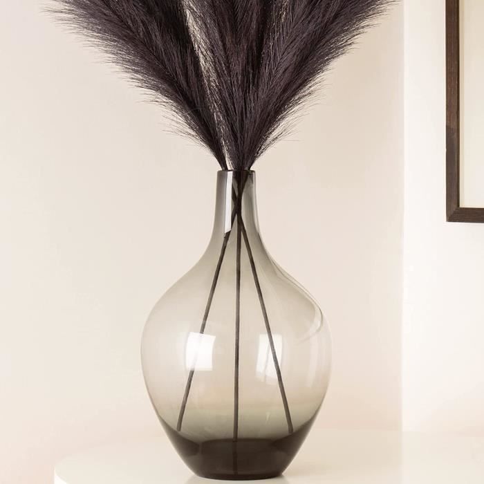 Vase Fleur Moderne Alyssa TREND FOR HOME Vase Décoratif Conique En Verre Noir - H: 29.5 Cm, 16 Cm - Pour Centre De Table, Fleurs, Sol - Grand Vase à Poser