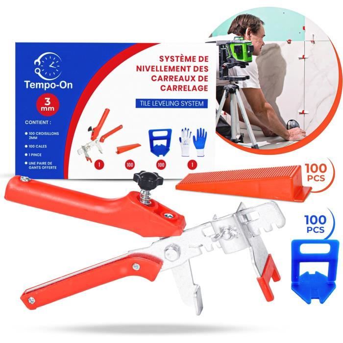 Kit Croisillons Autonivelants Pour Carrelage - 400 Croisillons + 200 Cales + 1 Pince, Réutilisable - 7