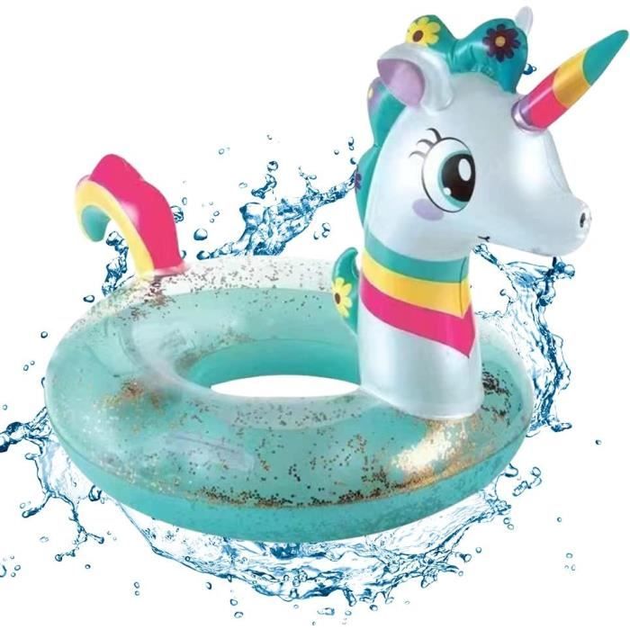 Bouée Bébé Licorne Gonflable Avec Siège Et Auvent - Pour Piscine, Plage - Enfants 6 à 48 Mois (jusqu'à 18 Kg)
