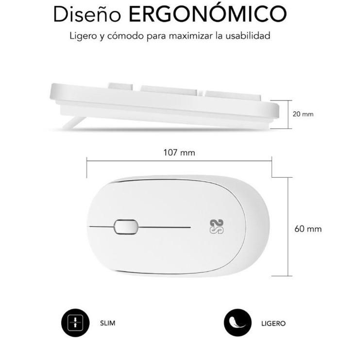 Ensemble clavier et souris sans fil Subblim Combo Business Slim Silent / Blanc