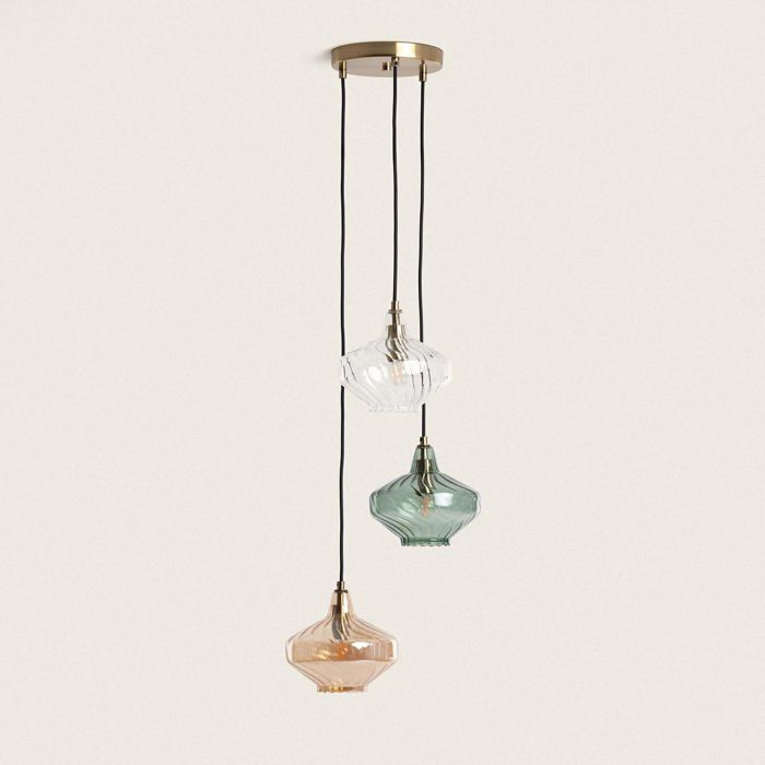 Suspension Métal et Verre 3 Spots Blas Multicolore