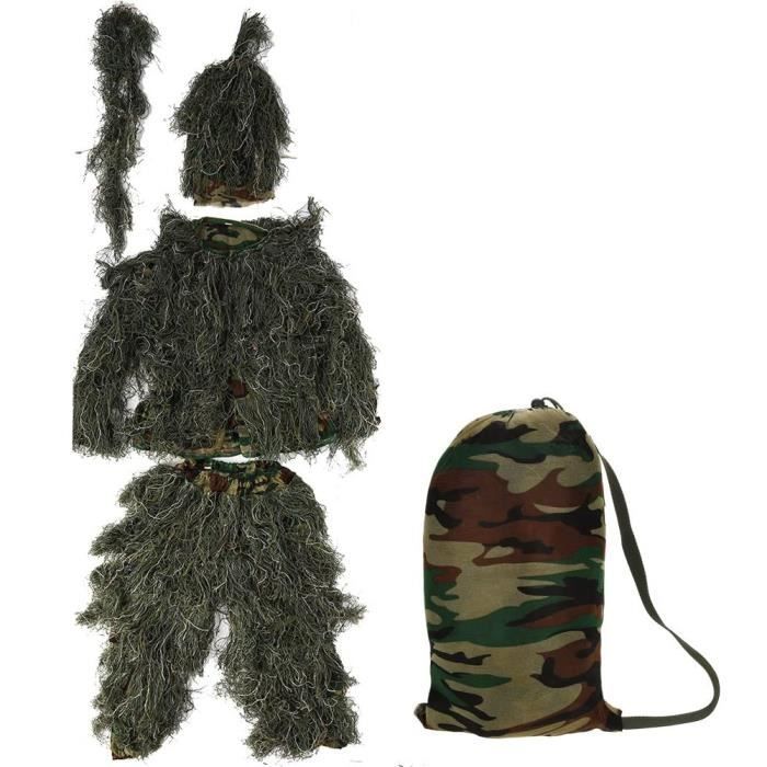 Ghillie Suit PELLOR 3D Camouflage Tenu De Chasse Capuchon Chasseur