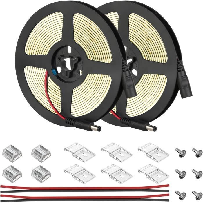 Bande LED COB Flexible Haute Luminosité - 220V, Blanc/blanc Chaud, Pour Cuisine, Salon, Intérieur