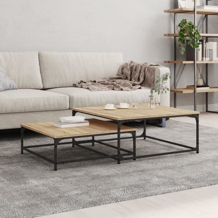 vidaXL Tables basses gigognes 2 pcs chêne sonoma bois dingénierie 832819