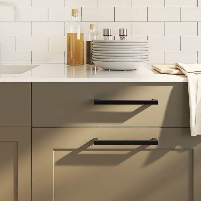 vidaXL Poignées dArmoire 10 pcs Poignées de Porte avec Vis Poignées de Tiroir pour Placards Buffets Casiers Caisses Noir 3203675