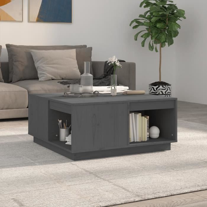 814526 vidaXL Table basse Gris 80x81x365 cm Bois massif de pin