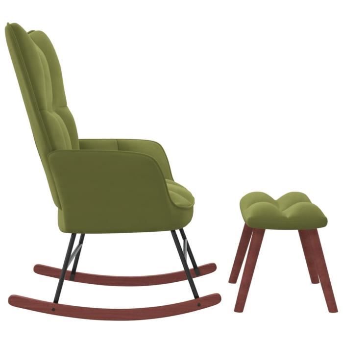 hua - fauteuils à bascule - chaise à bascule avec repose-pied vert clair velours - yos7734920529695
