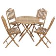 Ensemble repas de jardin pliable & Set de 1 Table à dîner et 4 Chaises & avec coussins Bambou - Qualité luxe©-1