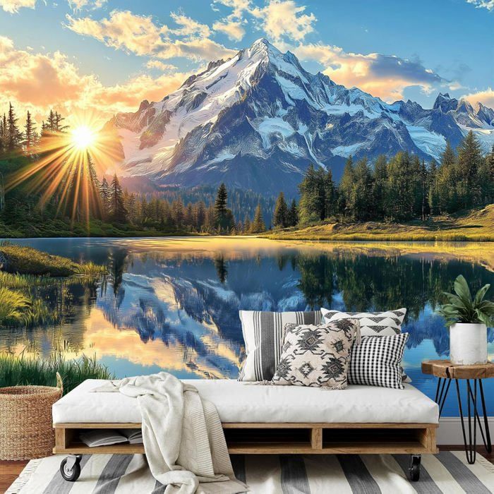Chickw1 Tapisserie Murale 3D Paysage Ville 130x150cm - Décoration Nordique Chambre Salon Style 4