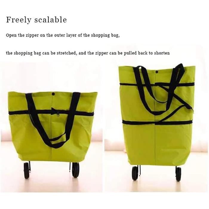 Cabas Shopping Impermeable Caddie de Courses Pliable Ultra Leger Capacite Reutilisable Chariot Marche Adulte Jardin Plage
