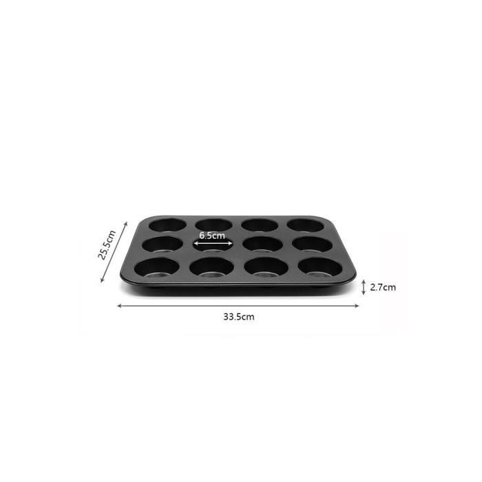 Moule Muffin Inox Lot De 2 - 24 Cavités, Antiadhésif, Sans BPA, 35x27x3 Cm, Pour Cupcakes, Brownies, Pâtisserie