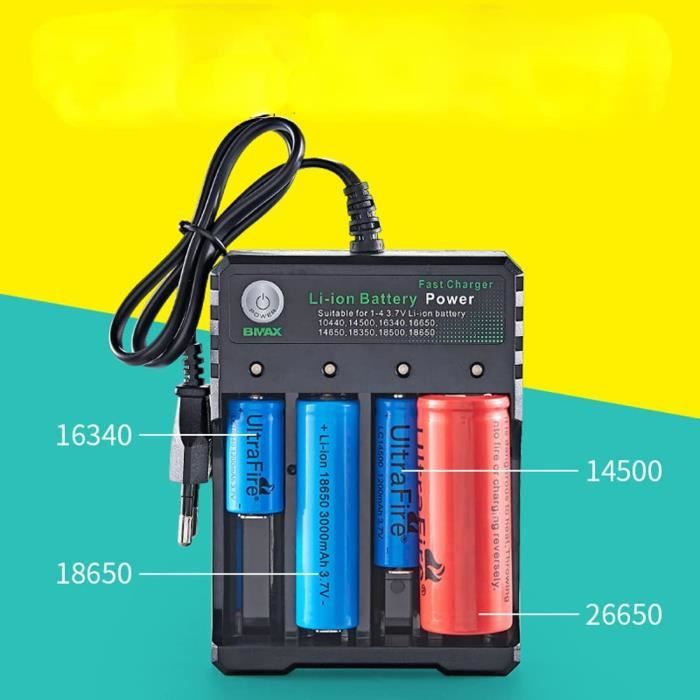 Chargeur de batterie LI-ION avec ressort réglable  18650/16340/14500/10400/26650