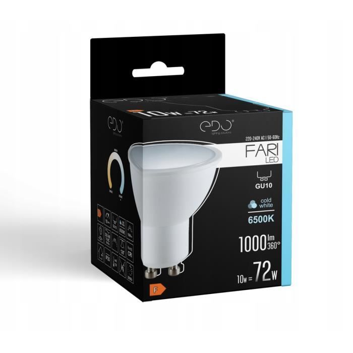 Ampoule LED EDO GU10 10W 6500K blanc froid 1000lm 120 — free download