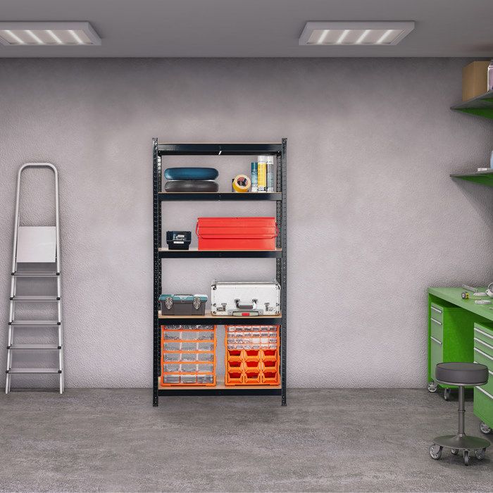 Étagère Charge Lourde Relaxdays - 180 X 90 X 60 Cm - Capacité 1060 Kg - Pour Garage Ou Cave - Noir - 11